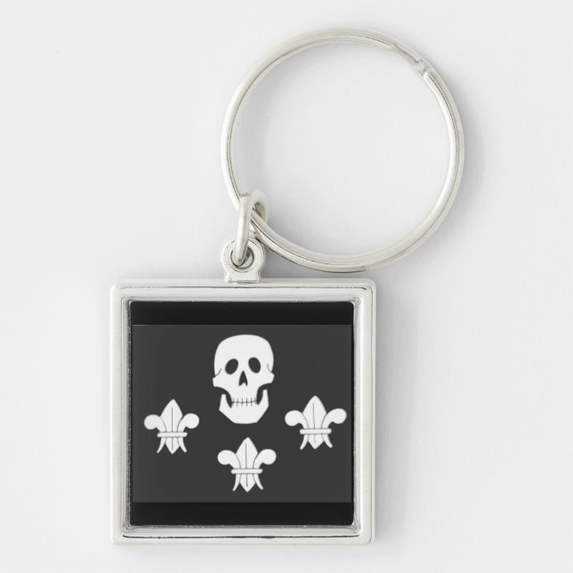 JOLLY ROGER SKULL AND THREE LILIES FLAG KEYCHAIN (Front)