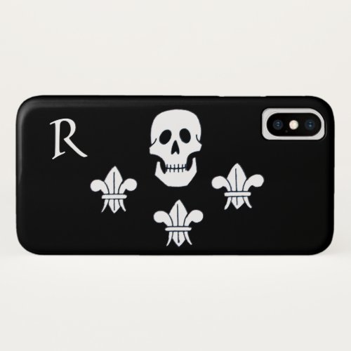 JOLLY ROGER SKULL AND THREE LILIES FLAG MONOGRAM iPhone X CASE