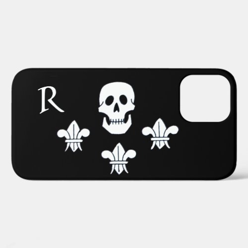 JOLLY ROGER SKULL AND THREE LILIES FLAG MONOGRAM iPhone 12 CASE