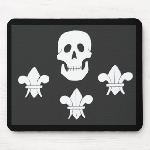 JOLLY ROGER SKULL AND THREE LILIES FLAG MOUSE PAD