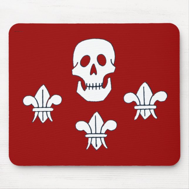 JOLLY ROGER SKULL AND THREE LILIES FLAG MOUSE PAD (Front)