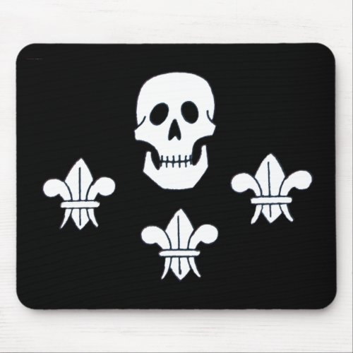 JOLLY ROGER SKULL AND THREE LILIES FLAG MOUSE PAD