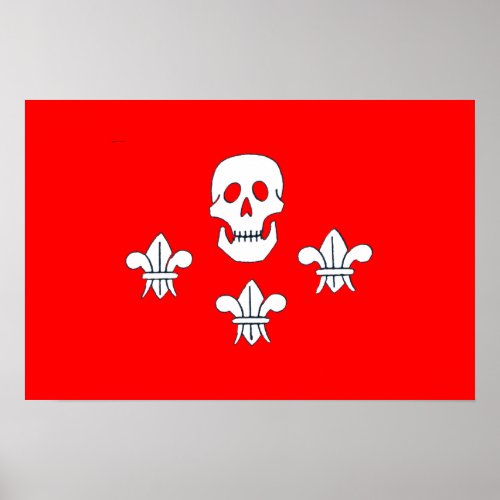 JOLLY ROGER SKULL AND THREE LILIES FLAG POSTER