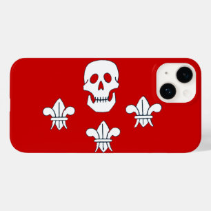JOLLY ROGER SKULL AND THREE LILIES FLAG Red White Case-Mate iPhone 14 Case