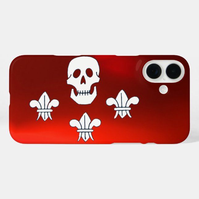 JOLLY ROGER SKULL AND THREE LILIES FLAG Red White Case-Mate iPhone Case (Back (Horizontal))