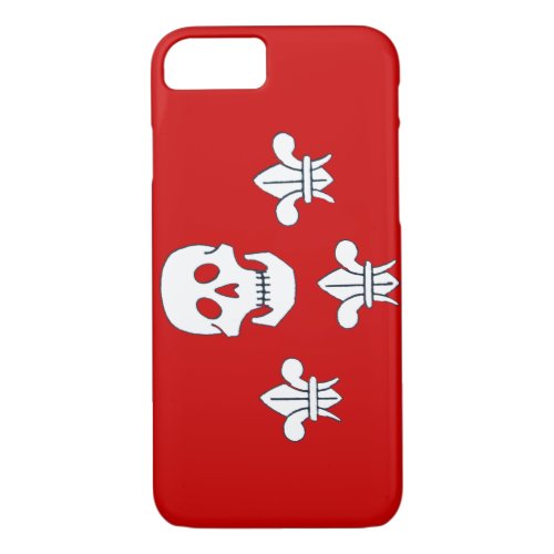 JOLLY ROGER SKULL AND THREE LILIES FLAG Red White iPhone 87 Case