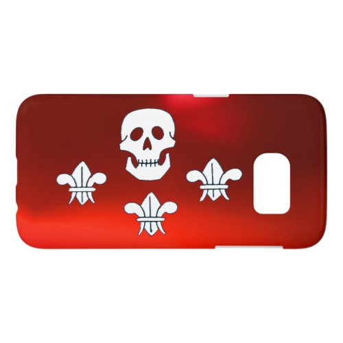 JOLLY ROGER SKULL AND THREE LILIES FLAG Red White Samsung Galaxy S7 Case