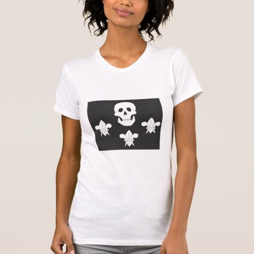 JOLLY ROGER SKULL AND THREE LILIES FLAG T_Shirt