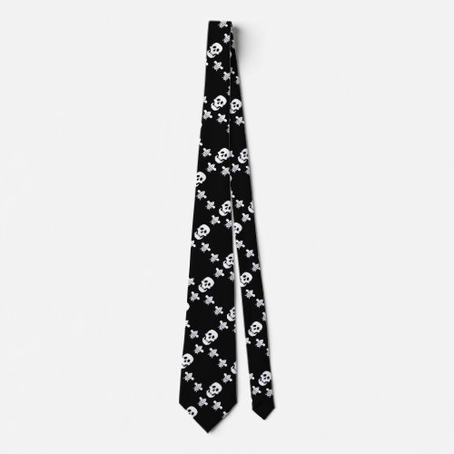 JOLLY ROGER SKULL AND THREE LILIES FLAG TIE
