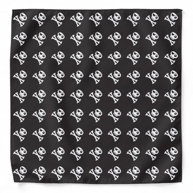 Jolly Roger, Skull, Black and White Pirate Bandana (Front)