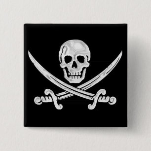 Jolly Roger Skull Button