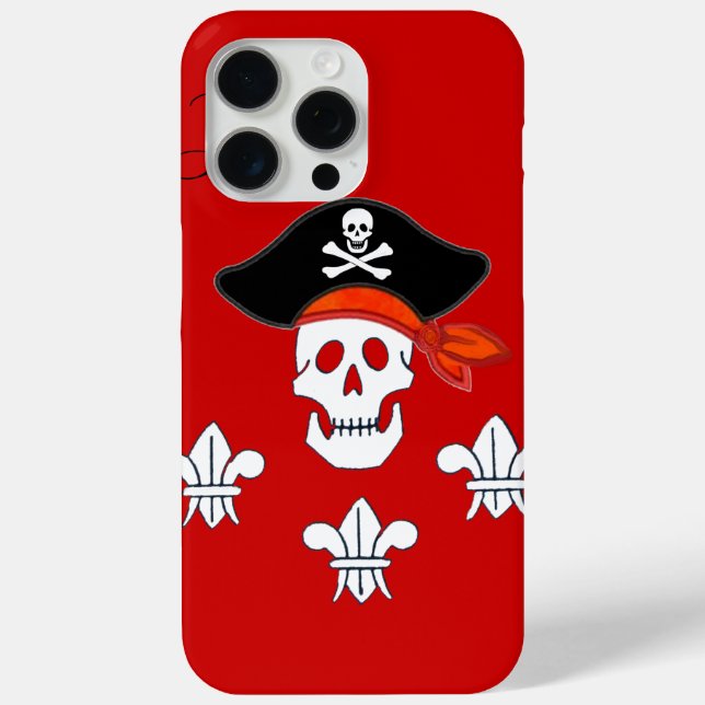 JOLLY ROGER SKULL,PIRATE HAT,THREE LILIES MONOGRAM Case-Mate iPhone CASE (Back)