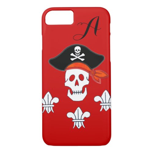 JOLLY ROGER SKULLPIRATE HATTHREE LILIES MONOGRAM iPhone 87 CASE