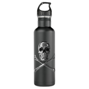 38 oz. Grey Black and Blue Jolly Roger Water Bottle