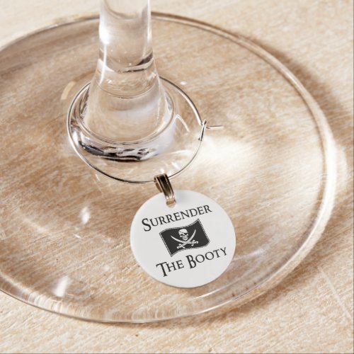 Jolly Roger _ Surrender the Booty Wine Glass Charm