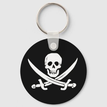 Jolly Roger Sword Pirate Keychain by debinSC at Zazzle