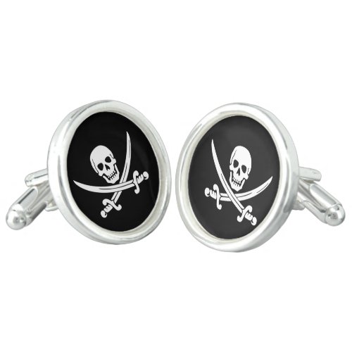 Jolly Roger Swords Pirate Cuff Links