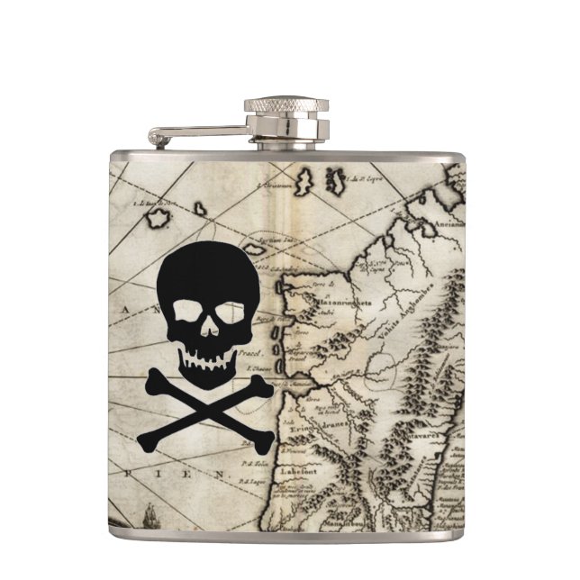 Jolly Roger Treasure Flask (Front)