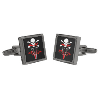 Jolly Roger V Monogram Initial Cufflinks