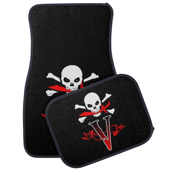 Jolly Roger V Monogram Initial Set of Car Mats (Set)