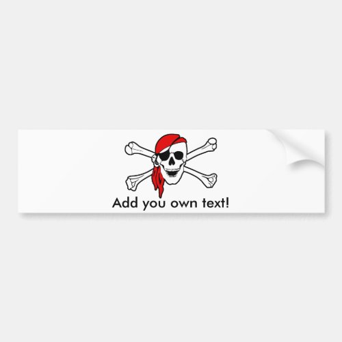 Jolly roger with red bandana bumper sticker