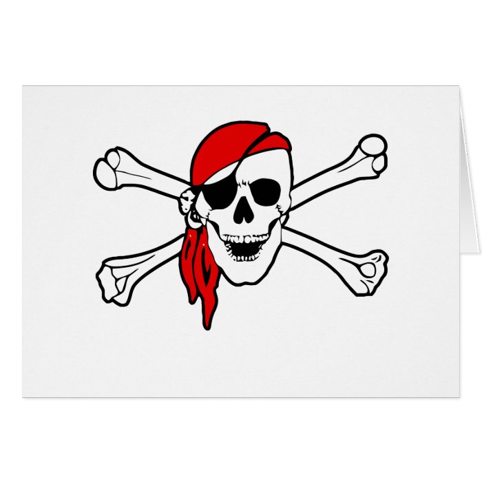 Jolly roger with red bandana greeting card