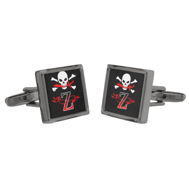 Jolly Roger Z Monogram Initial Cufflinks (Angled)