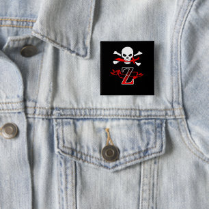 Jolly Roger Z Monogram Initial Pinback Button