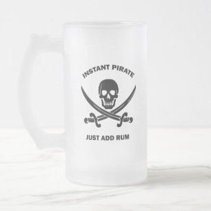 Jolly Rogers Instant Pirate Add Rum Frosted Glass Beer Mug