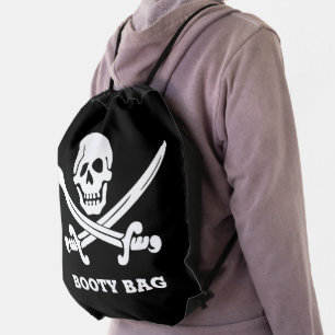 Jolly Rogers Pirate Booty Bag Drawstring Backpack