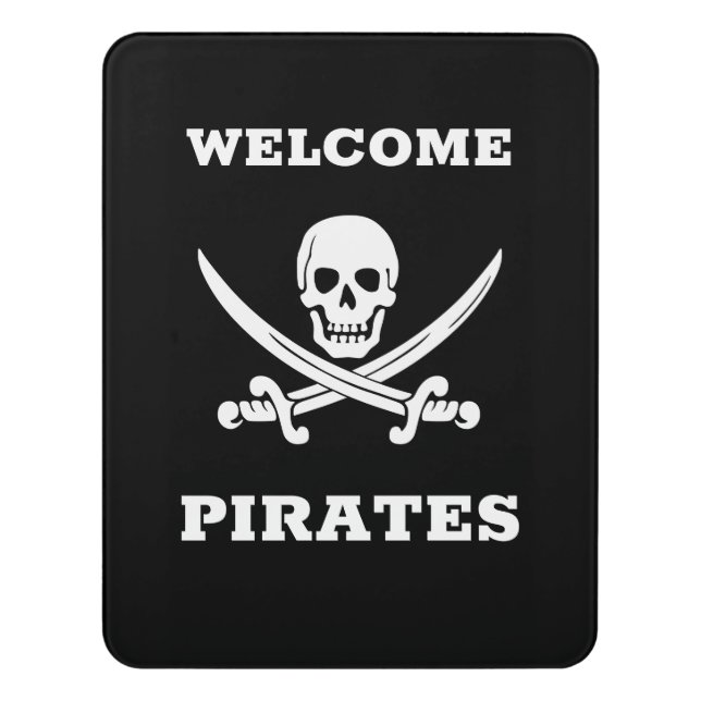 Jolly Rogers Welcome Pirates Door Sign (Contemporary Vert)