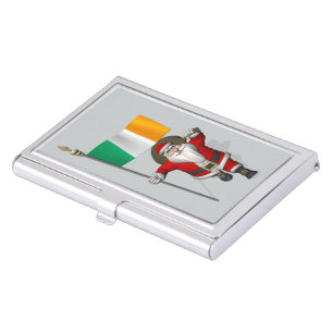Jolly Saint Nicholas With Flag Of Ireland Business Card Case