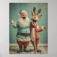 Jolly Santa and Rudolph Cheer