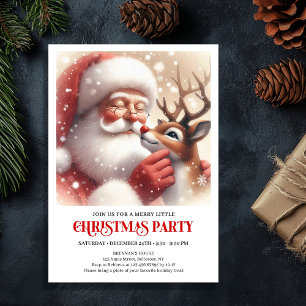 Jolly Santa and Rudolph Christmas Celebration Invitation