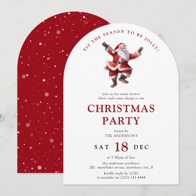 Jolly Santa Christmas Party Invitation (Front/Back)