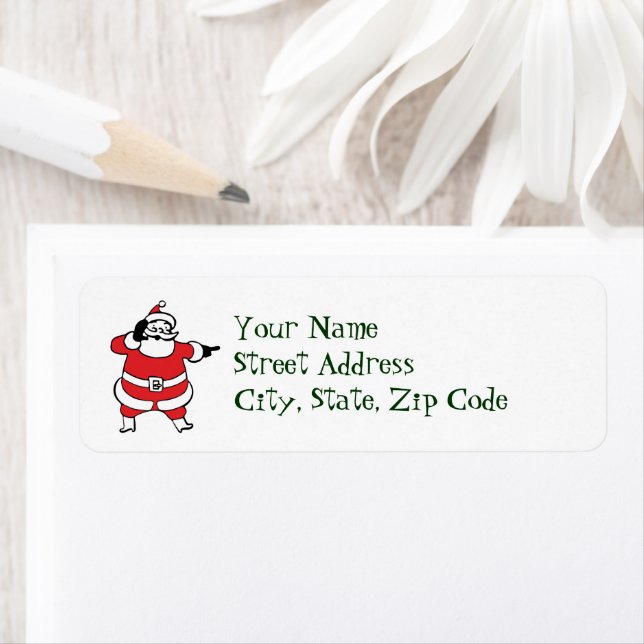 Jolly Santa Claus Calling Reindeer on Christmas Label (Insitu)