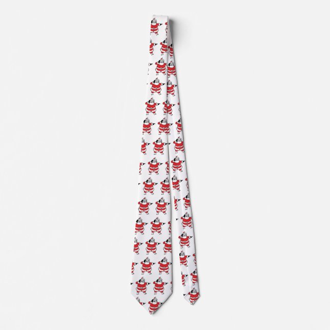 Jolly Santa Claus Calling Reindeer on Christmas Neck Tie (Front)