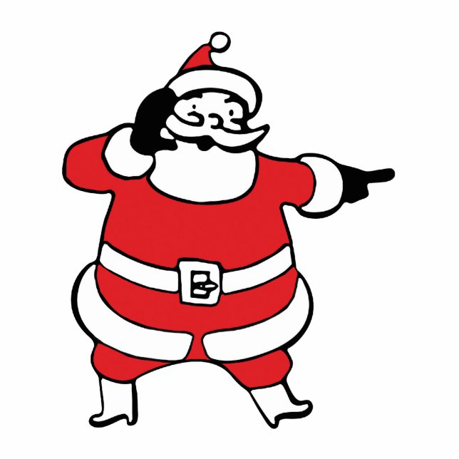 Jolly Santa Claus Calling Reindeer on Christmas Statuette (Front)