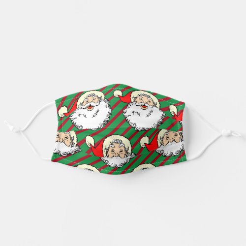 Jolly Santa Claus Christmas Green Red Stripe Adult Cloth Face Mask