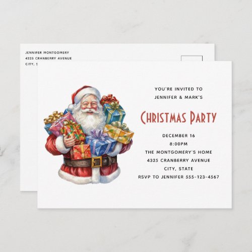 Jolly Santa Claus Classic Christmas Invitation Postcard