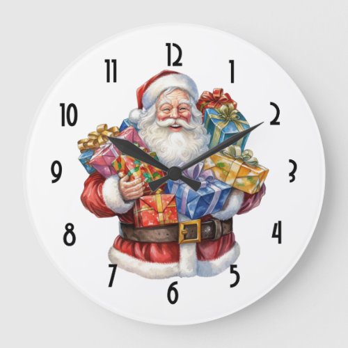 Jolly Santa Claus Classic Christmas Large Clock