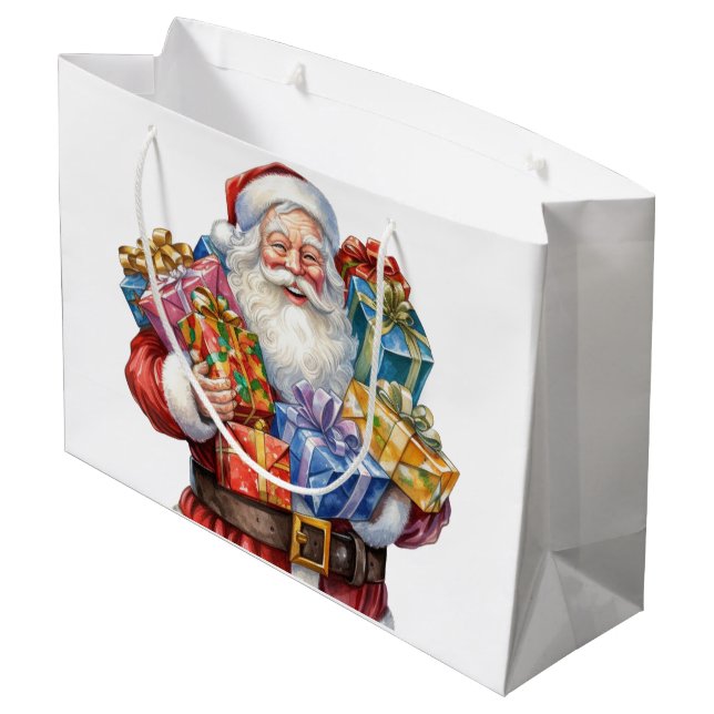Jolly Santa Claus Classic Christmas Large Gift Bag (Back Angled)