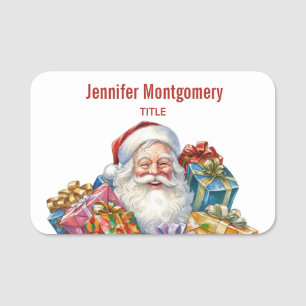 Jolly Santa Claus Classic Christmas Name Tag
