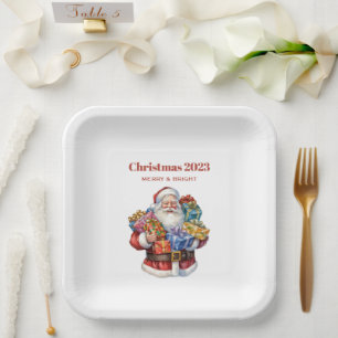 Jolly Santa Claus Classic Christmas Paper Plates