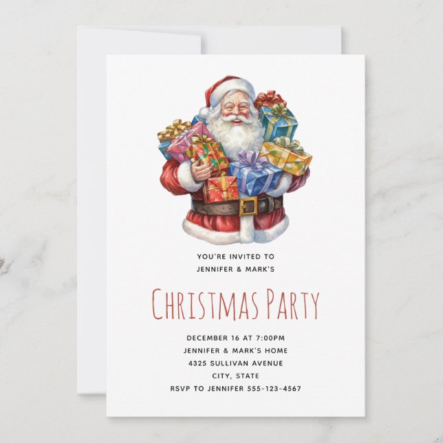 Jolly Santa Claus Classic Christmas Party Invitation (Front)