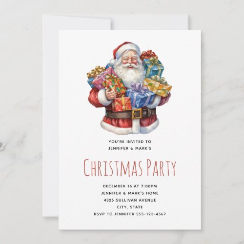Jolly Santa Claus Classic Christmas Party Invitation
