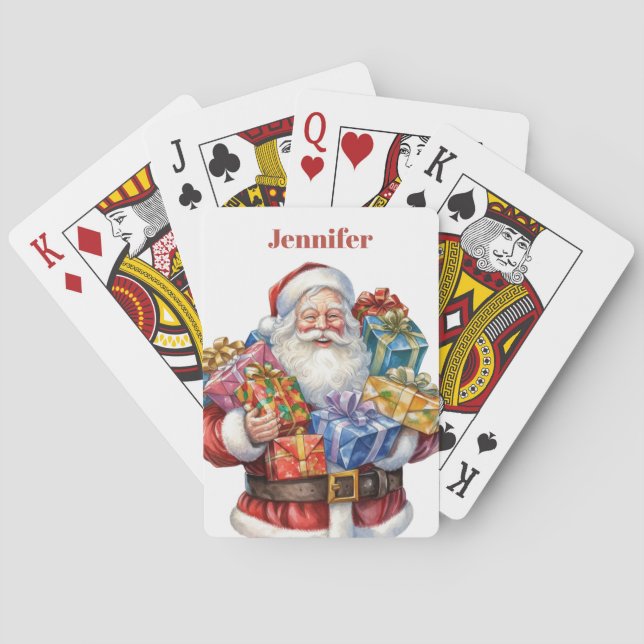 Jolly Santa Claus Classic Christmas Poker Cards (Back)