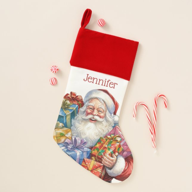Jolly Santa Claus Classic Christmas Stocking (Front)