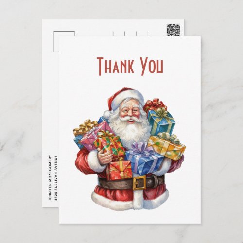 Jolly Santa Claus Classic Christmas Thank You Postcard