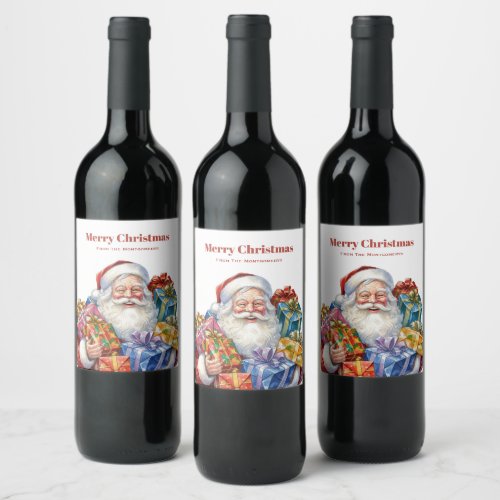 Jolly Santa Claus Classic Christmas Wine Label
